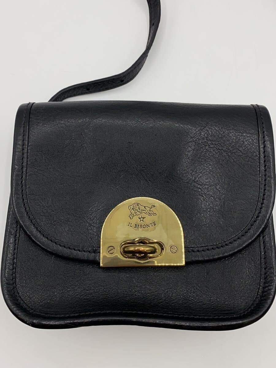 IL BISONTE Shoulder Bag Leather BLK Solid 7