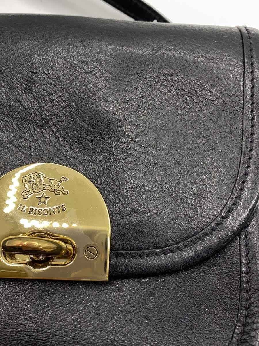 IL BISONTE Shoulder Bag Leather BLK Solid 9