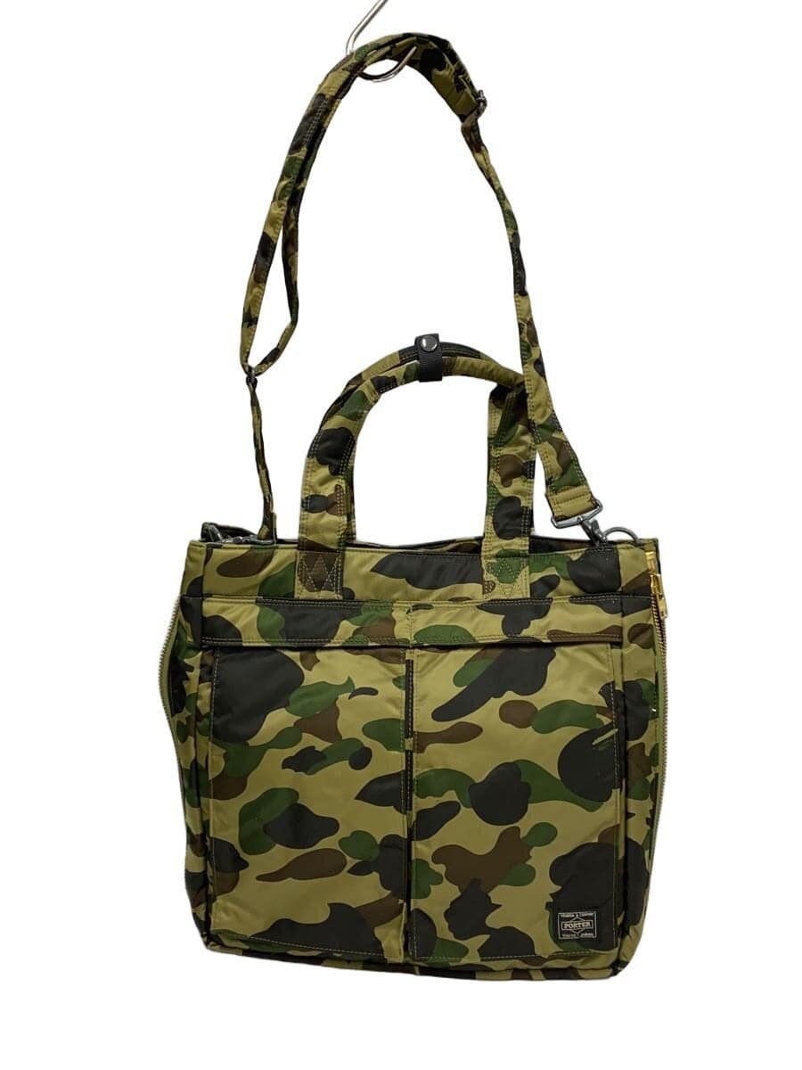 A BATHING APE x PORTER Tote Bag Polyester GRN Camouflage