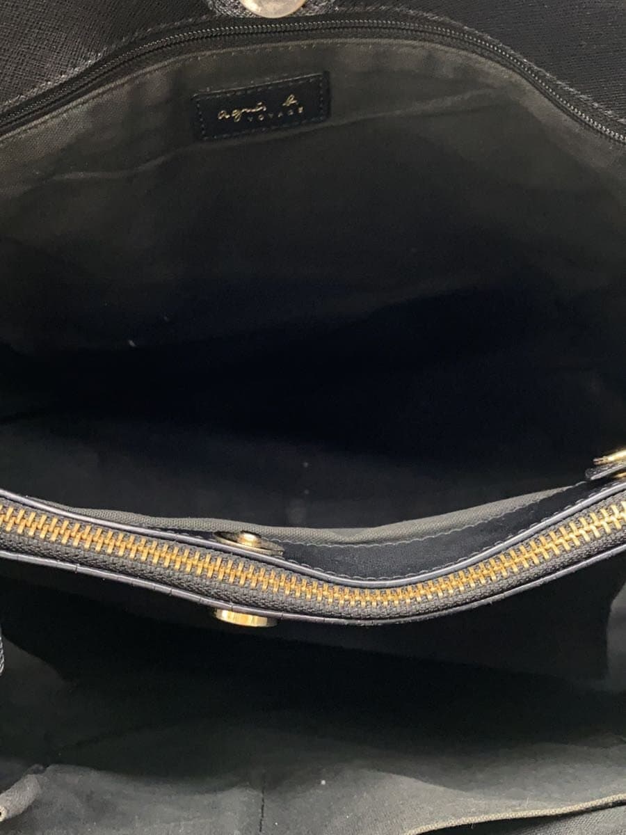 agnes b VOYAGE Handbag Cowhide BLK 6