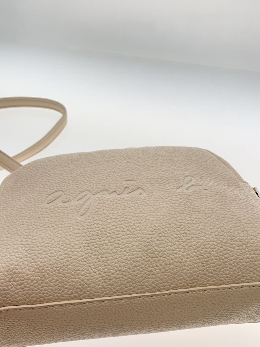 agnes b VOYAGE Shoulder Bag Leather BEG Solid MCF-18 5