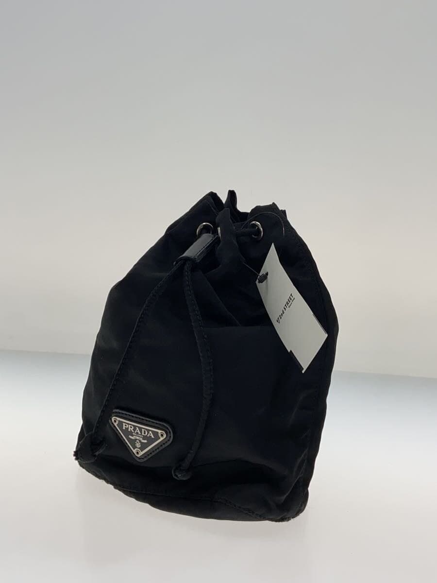 PRADA drawstring bag nylon black plain 2