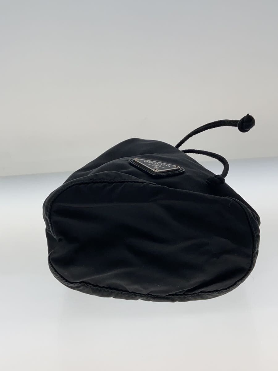 PRADA drawstring bag nylon black plain 4