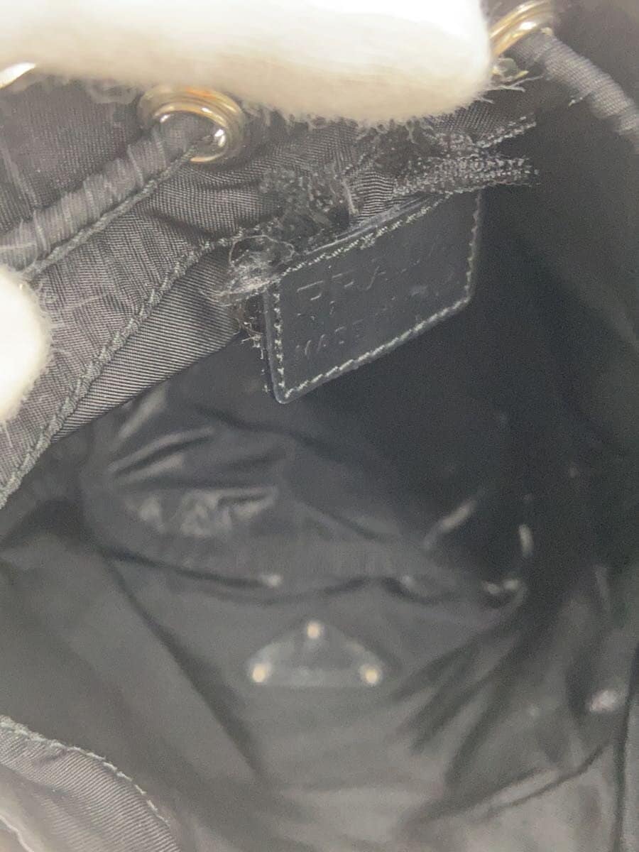 PRADA drawstring bag nylon black plain 6
