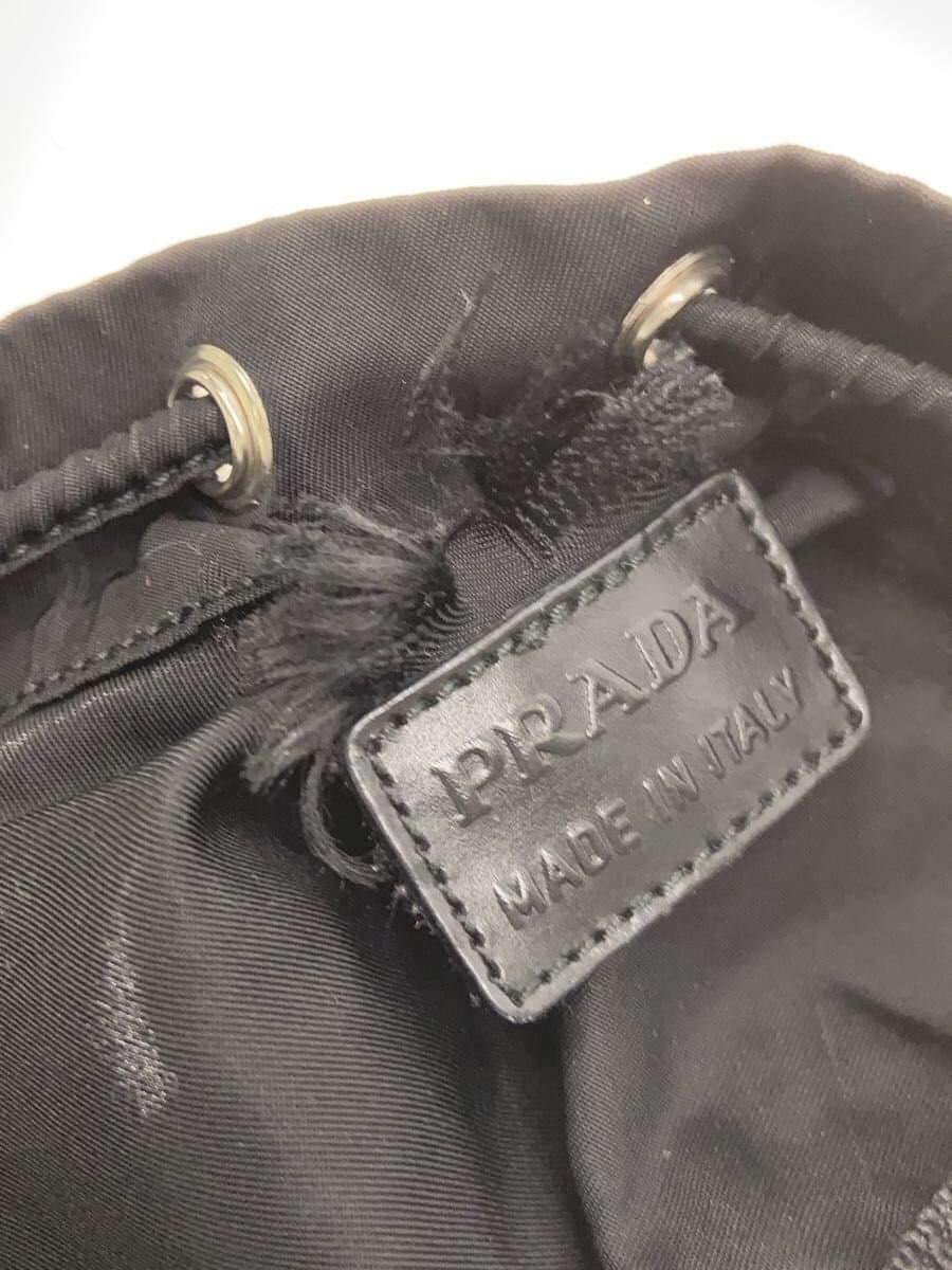 PRADA drawstring bag nylon black plain 7