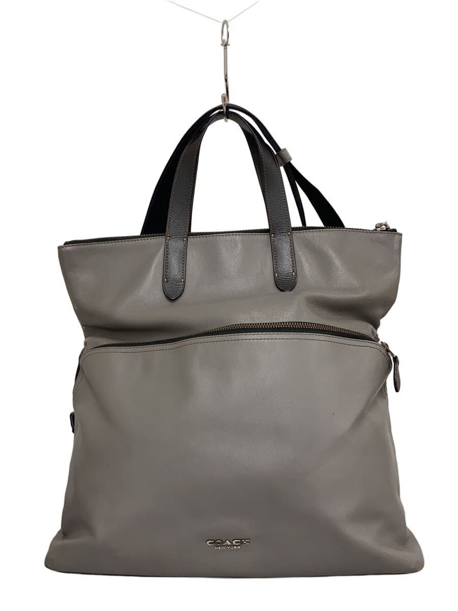 COACH shoulder bag leather GRY