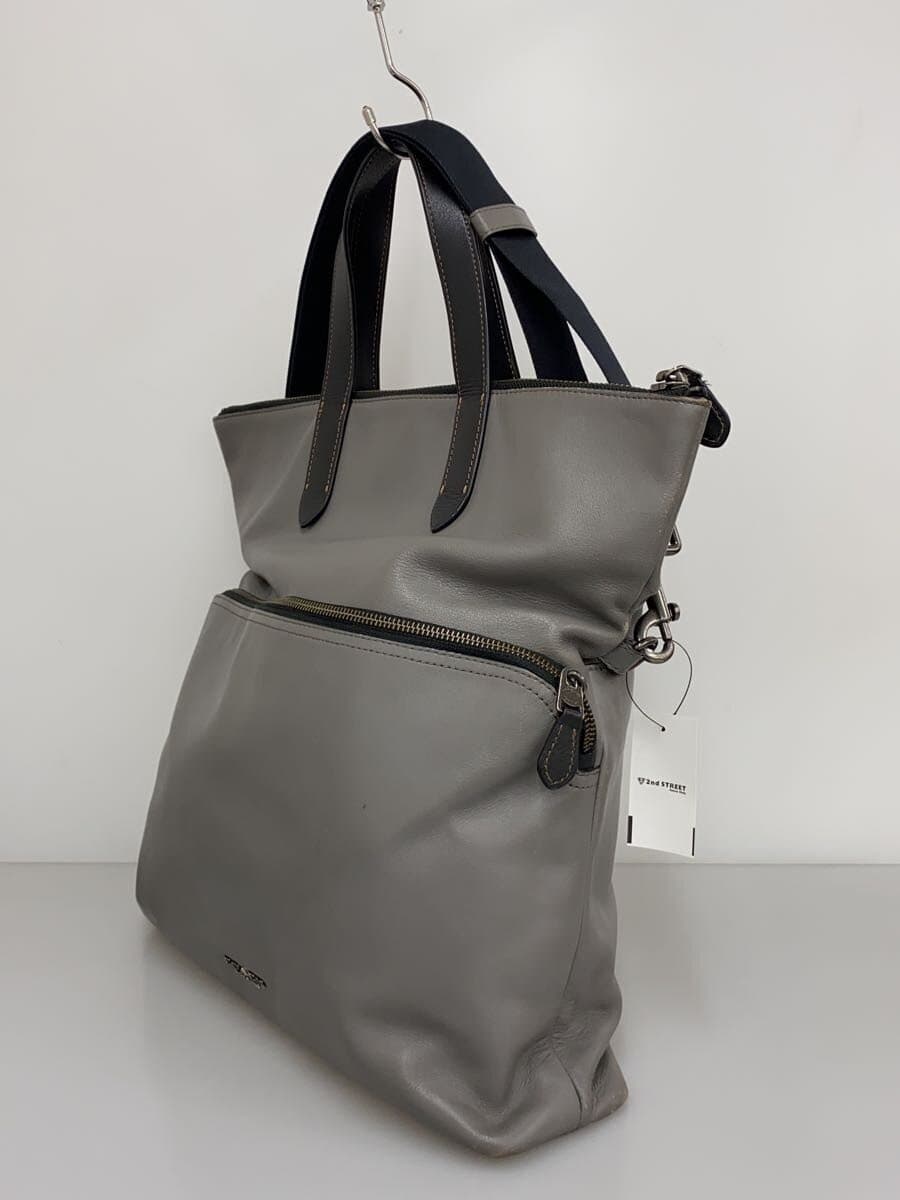 COACH shoulder bag leather GRY 2