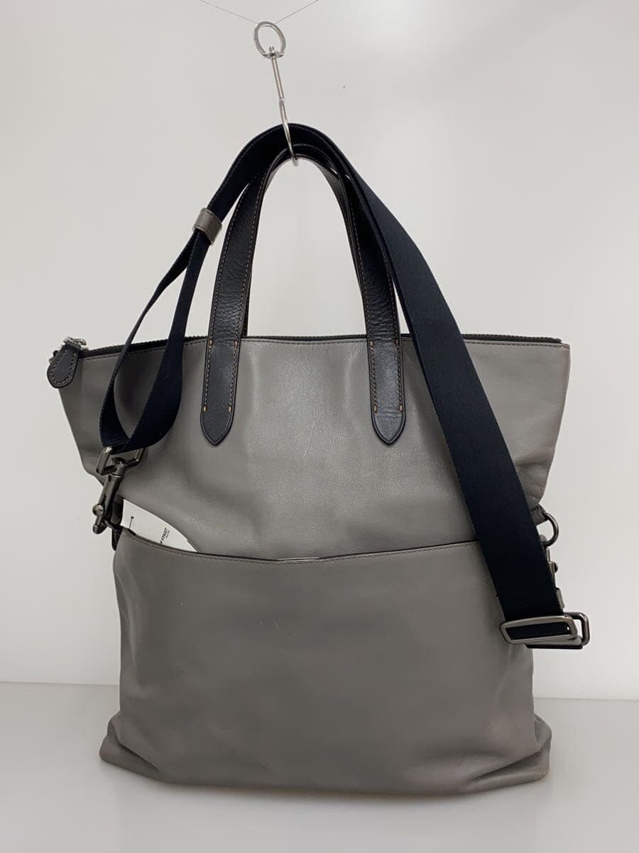 COACH shoulder bag leather GRY 3
