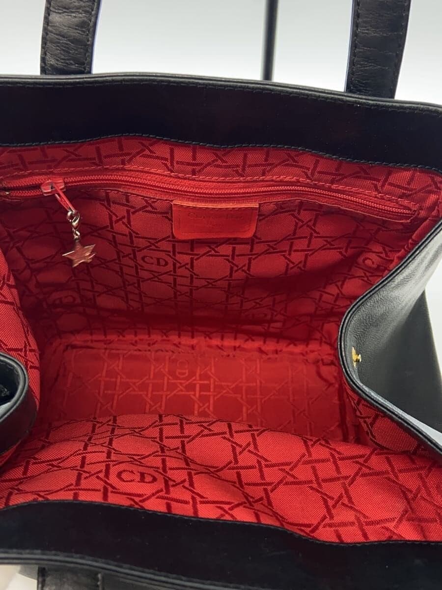 Christian Dior Tote Bag Leather BLK 6