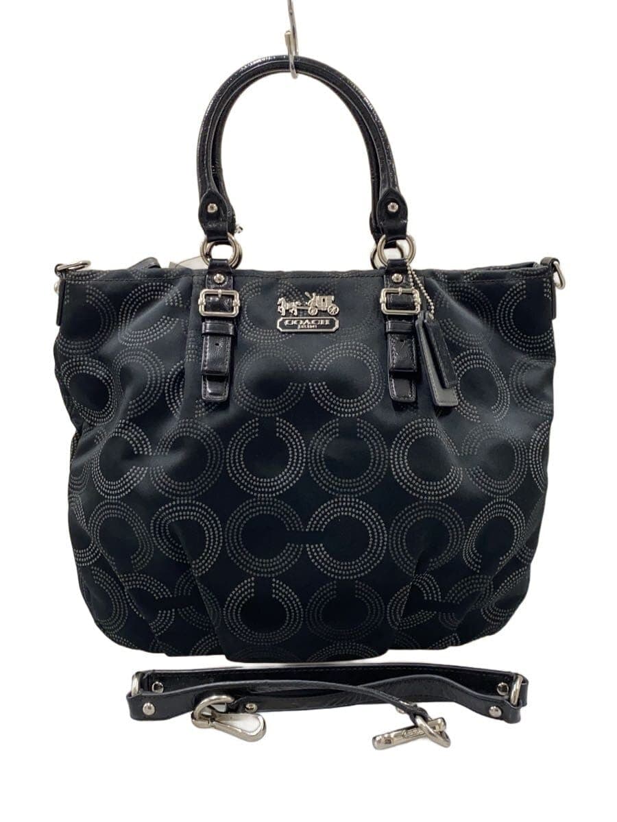 COACH shoulder bag -- BLK all-over pattern F15939 fraying present