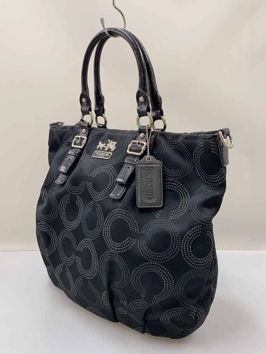 COACH shoulder bag -- BLK all-over pattern F15939 fraying present 2