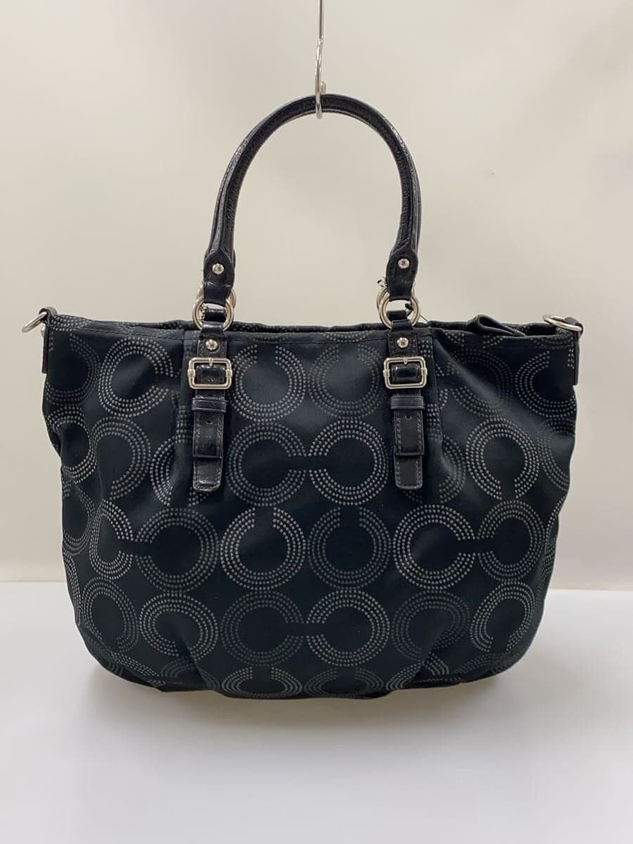 COACH shoulder bag -- BLK all-over pattern F15939 fraying present 3