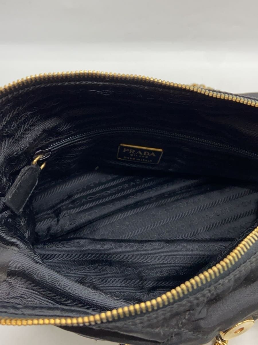 PRADA Quilted Chain Shoulder Bag Nylon BLK 6