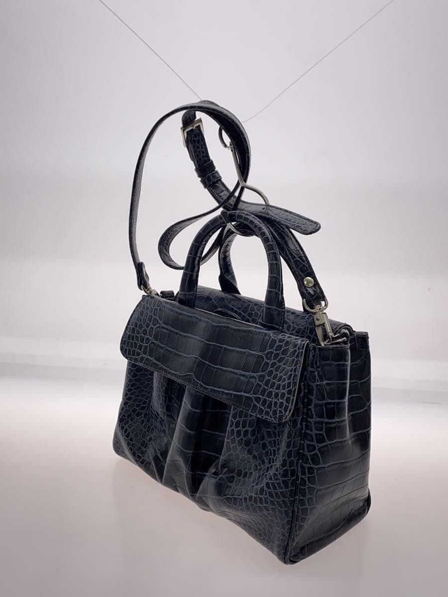 Madame Hiroko Handbag Shoulder2-Way BLK Embossed 2