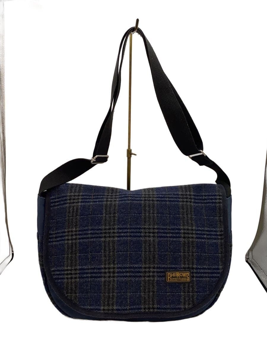 PHERROW’S Shoulder Bag Wool NVY Check
