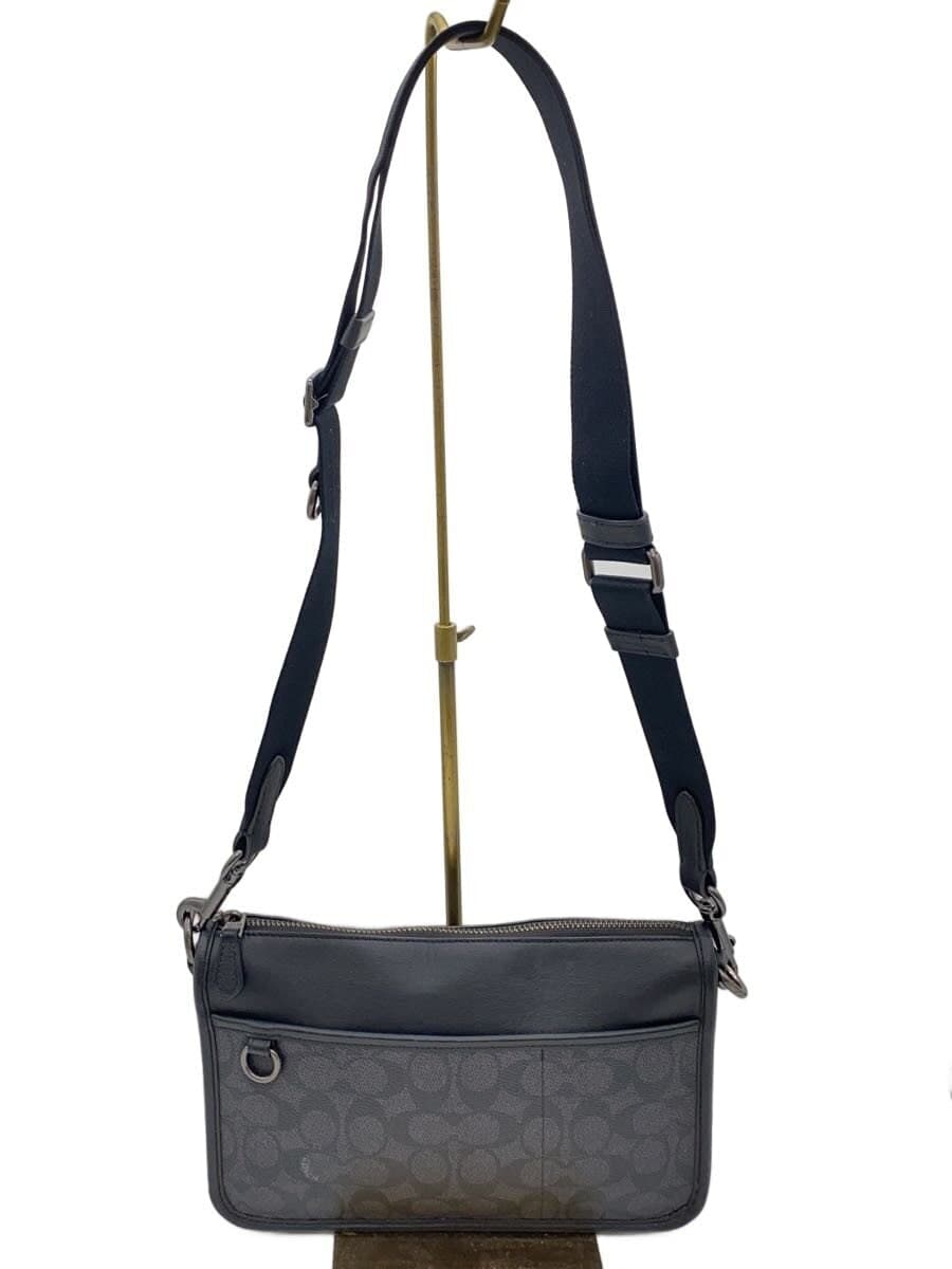 COACH Shoulder Bag Leather Black Signature Pattern CW373