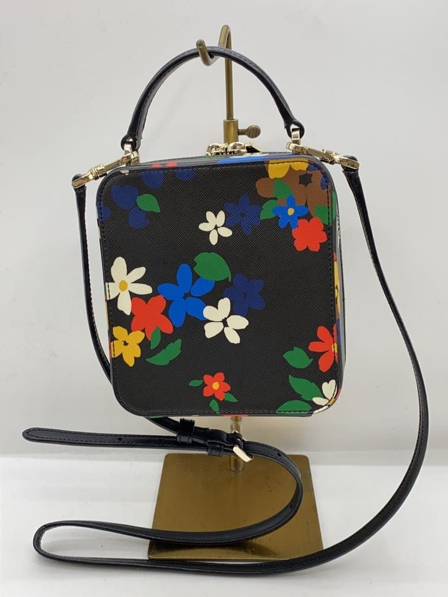 Kate Spade New York handbag shoulder 2WAY PVC BLK flower pattern WKR00305 3