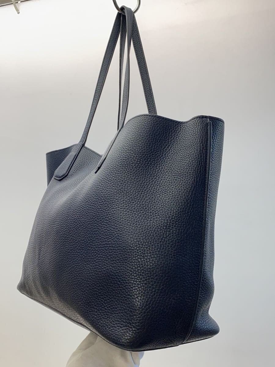 TORY BURCH tote bag leather navy plain 2