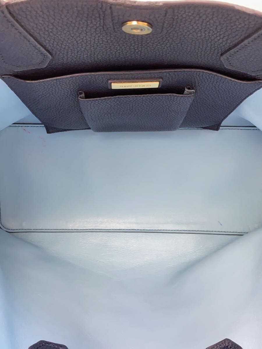 TORY BURCH tote bag leather navy plain 6