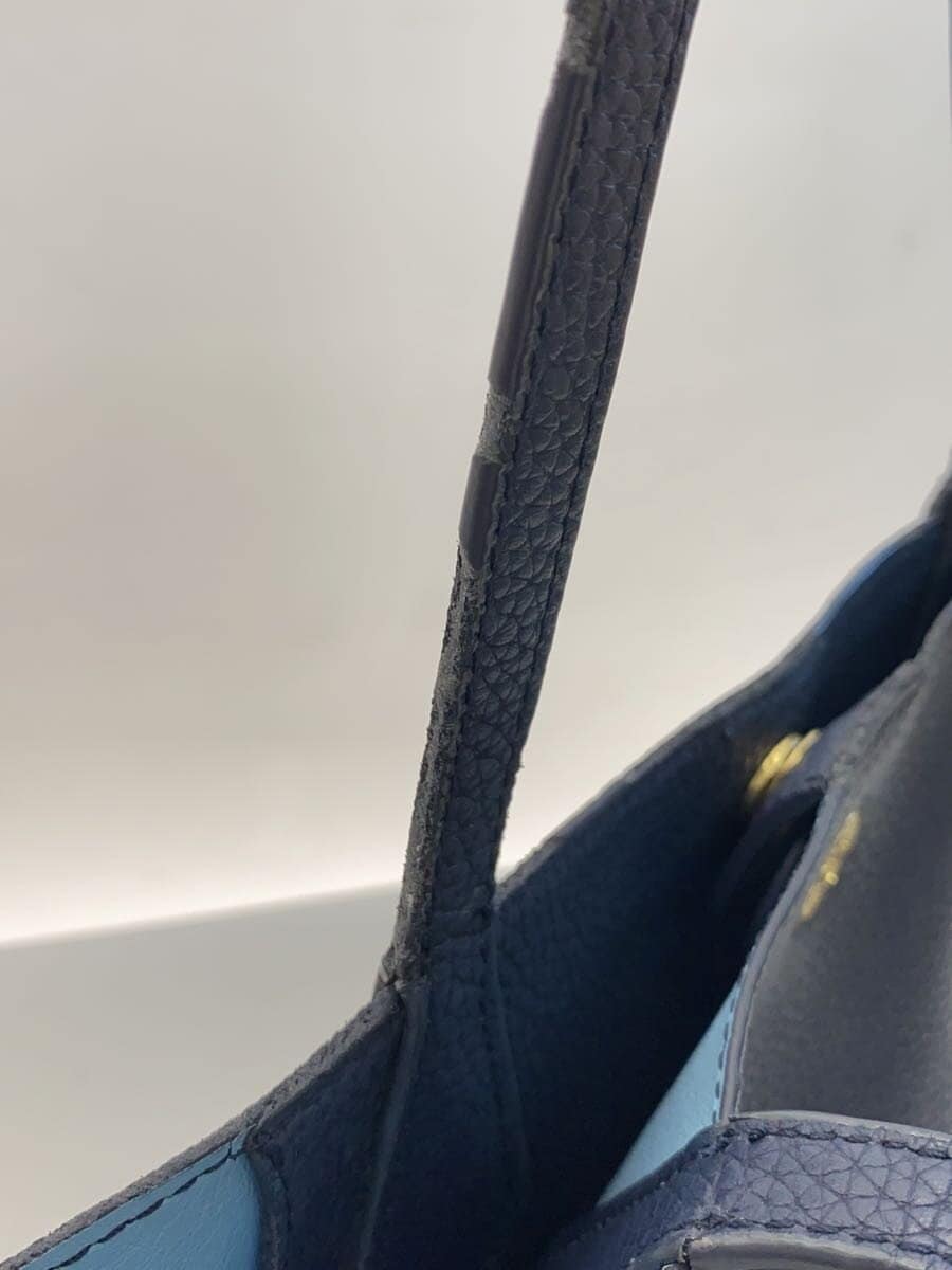 TORY BURCH tote bag leather navy plain 8