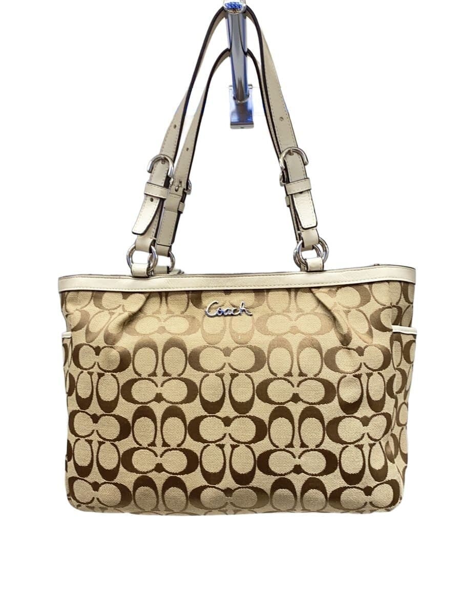 COACH East West Tote Bag_Gallery_Signature_Beige Canvas BRW Monogram F17726