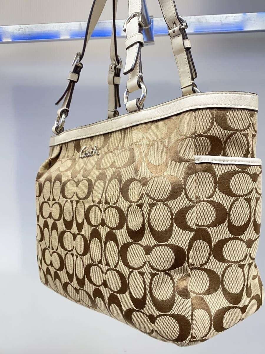 COACH East West Tote Bag_Gallery_Signature_Beige Canvas BRW Monogram F17726 2