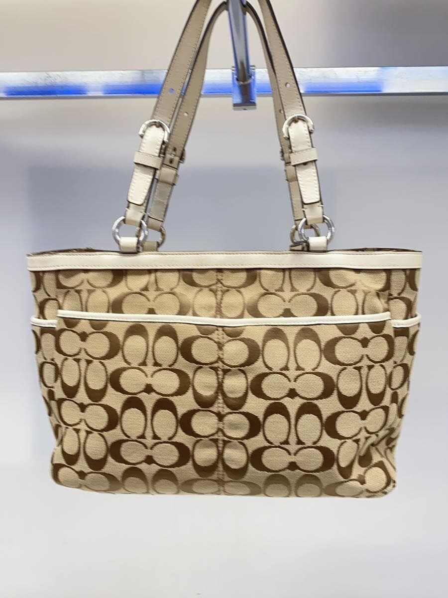 COACH East West Tote Bag_Gallery_Signature_Beige Canvas BRW Monogram F17726 3