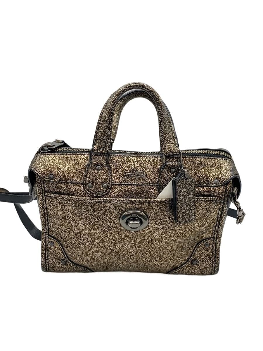 COACH shoulder bag leather GLD solid color