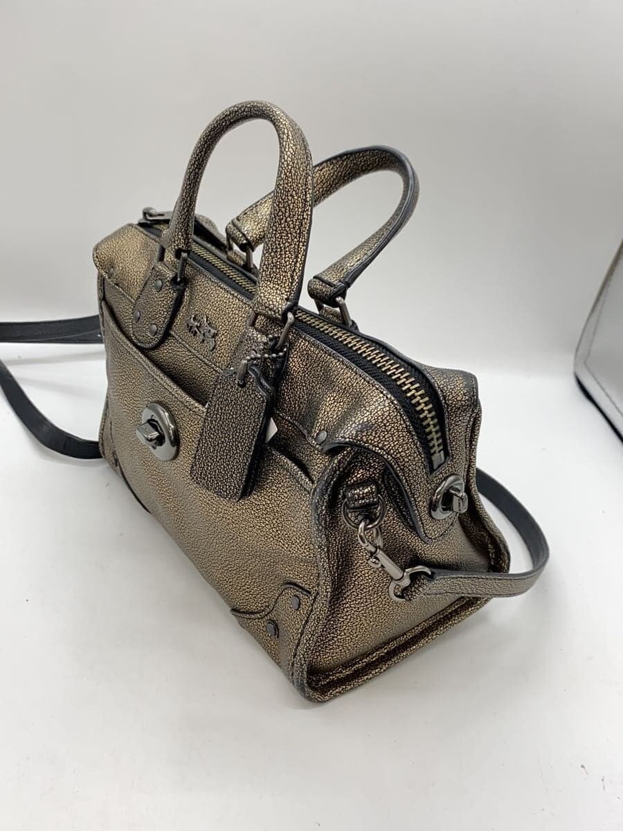 COACH shoulder bag leather GLD solid color 2