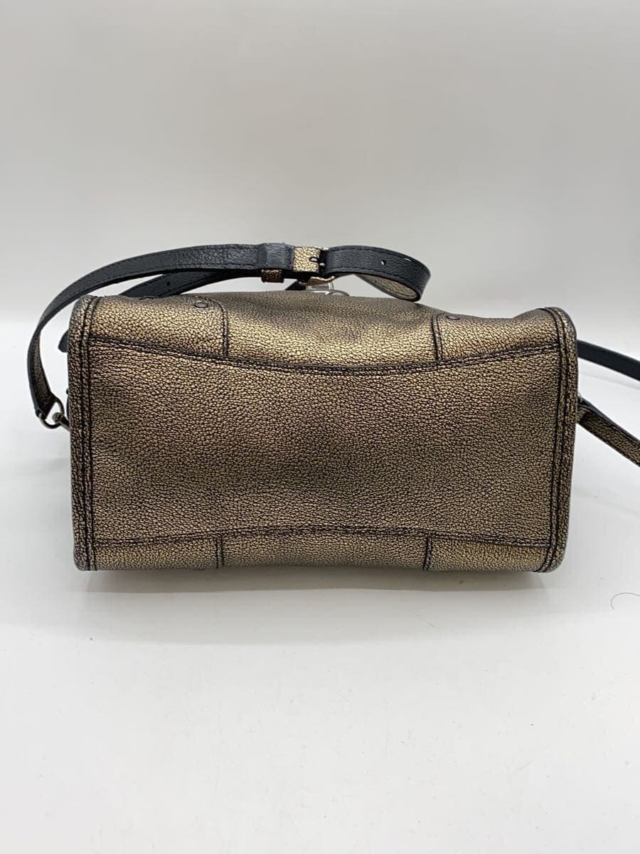 COACH shoulder bag leather GLD solid color 4