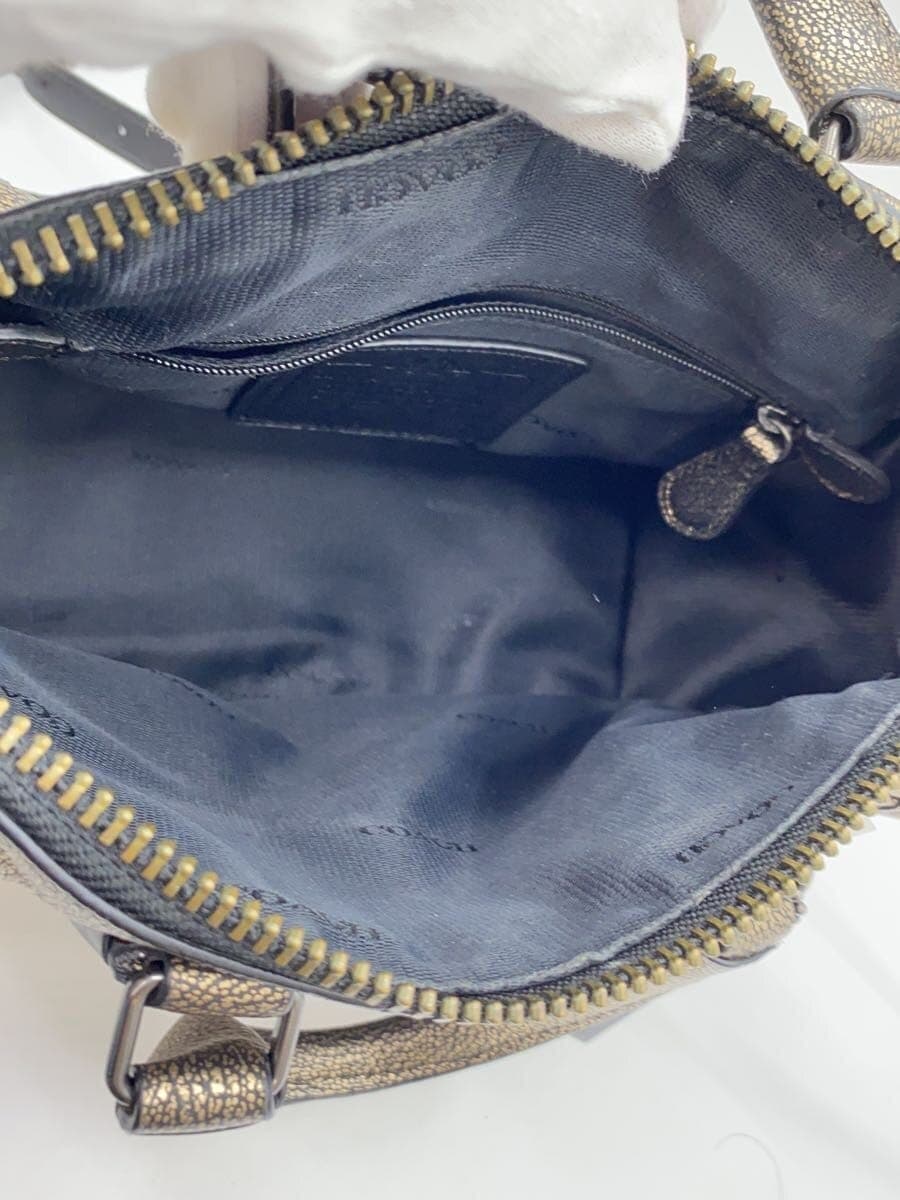 COACH shoulder bag leather GLD solid color 6