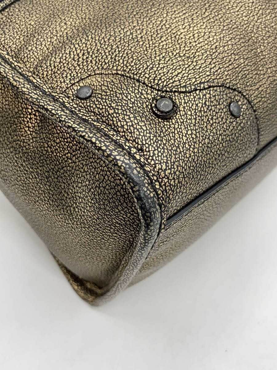 COACH shoulder bag leather GLD solid color 7