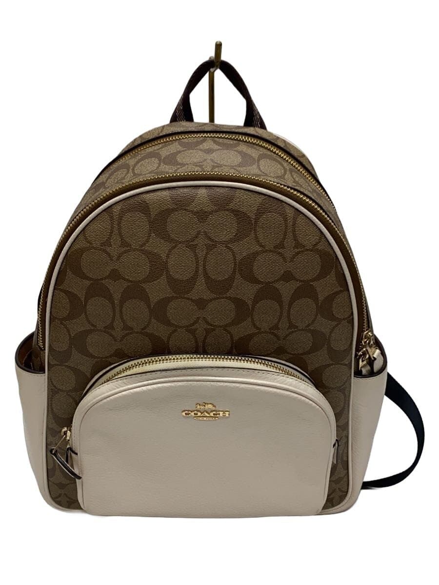 COACH Court Backpack_Signature PVC BEG Allover Pattern 5671 5671