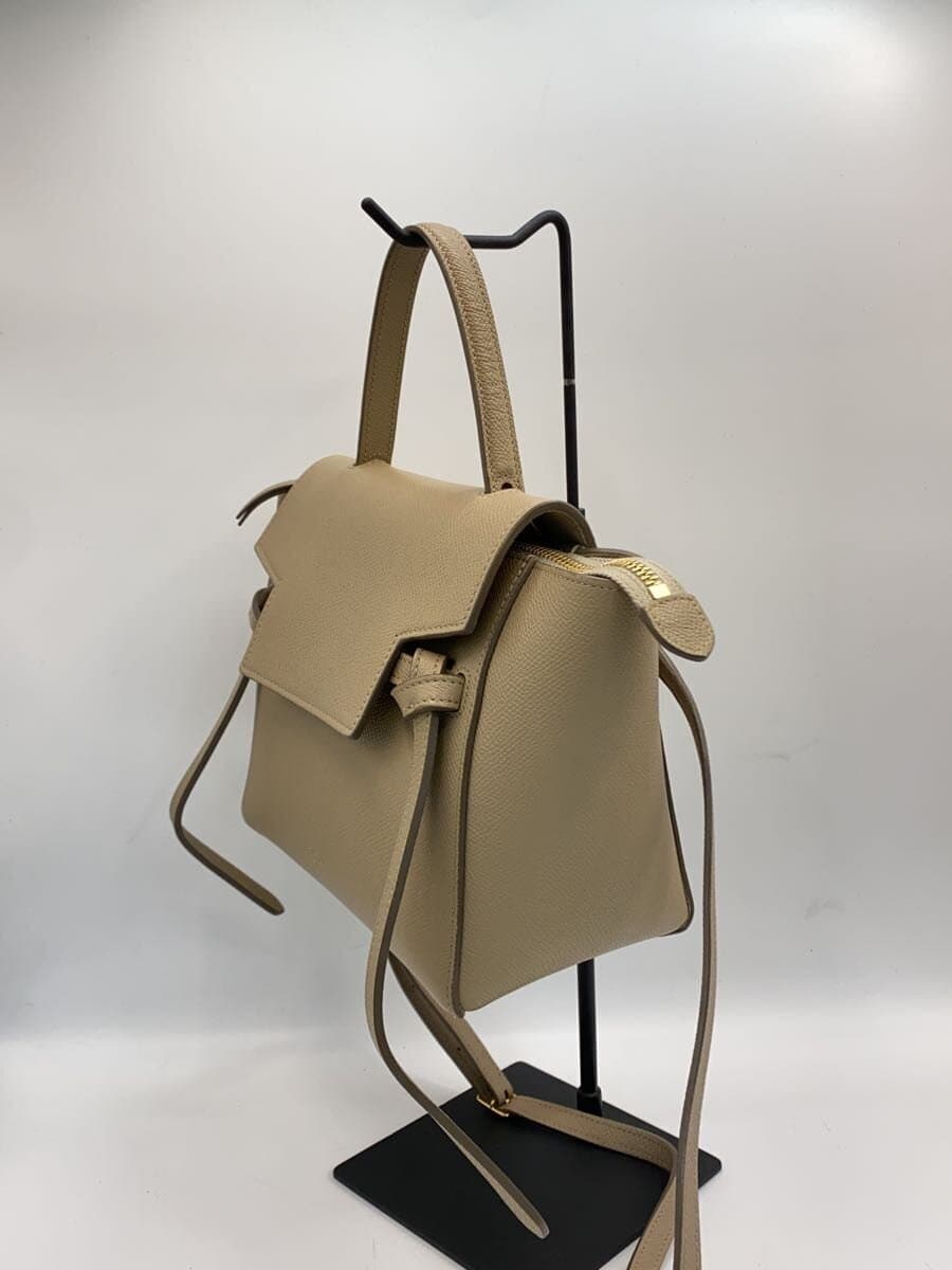 CELINE Handbag Leather BEG Solid 2