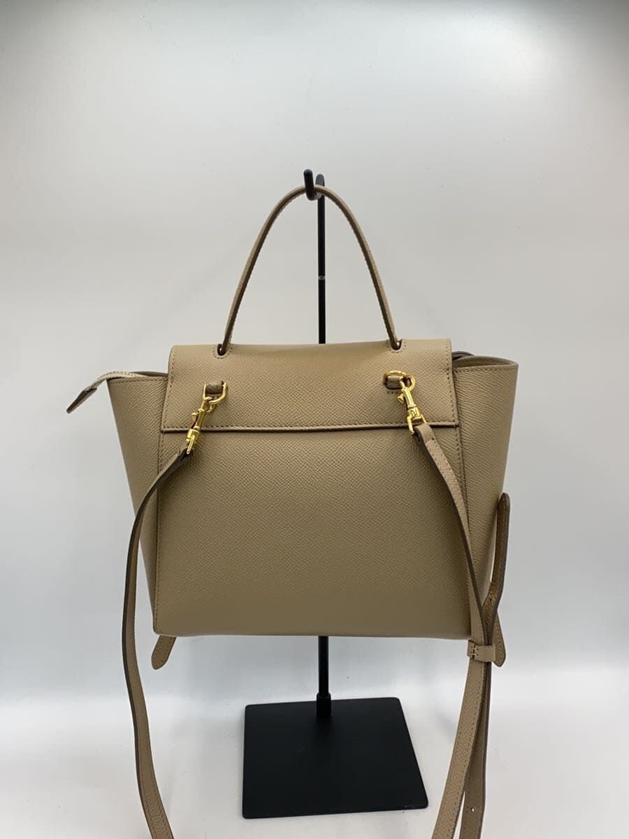 CELINE Handbag Leather BEG Solid 3