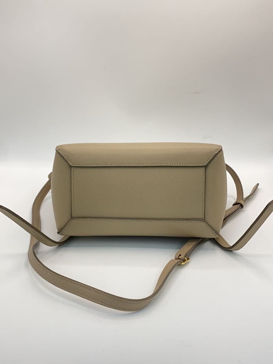 CELINE Handbag Leather BEG Solid 4