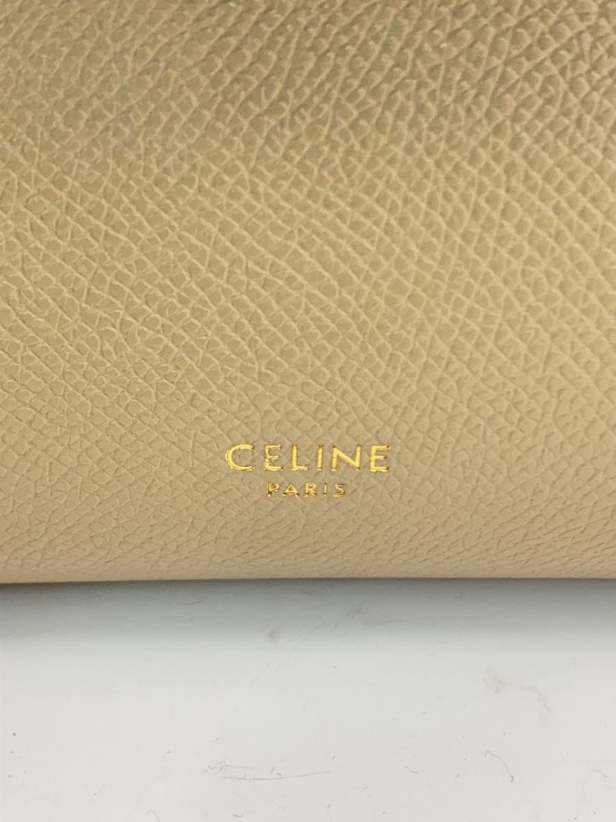 CELINE Handbag Leather BEG Solid 5