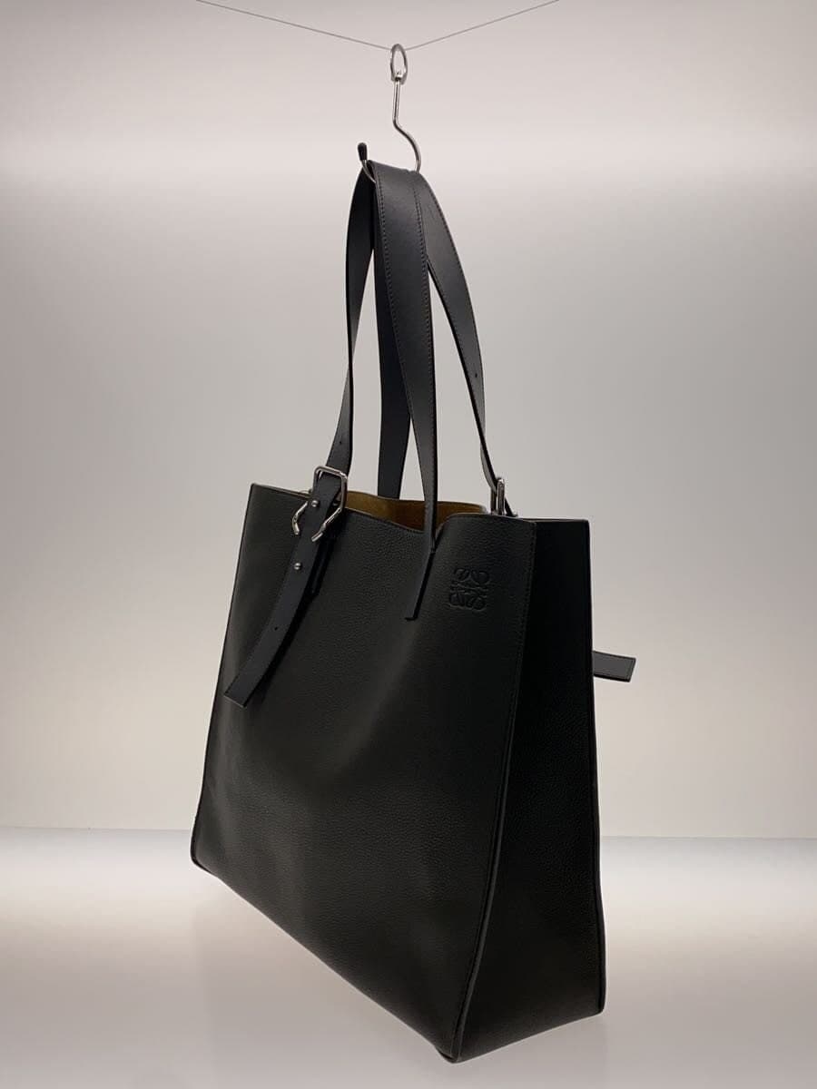 LOEWE Buckle Zipper Tote Leather NVY 2