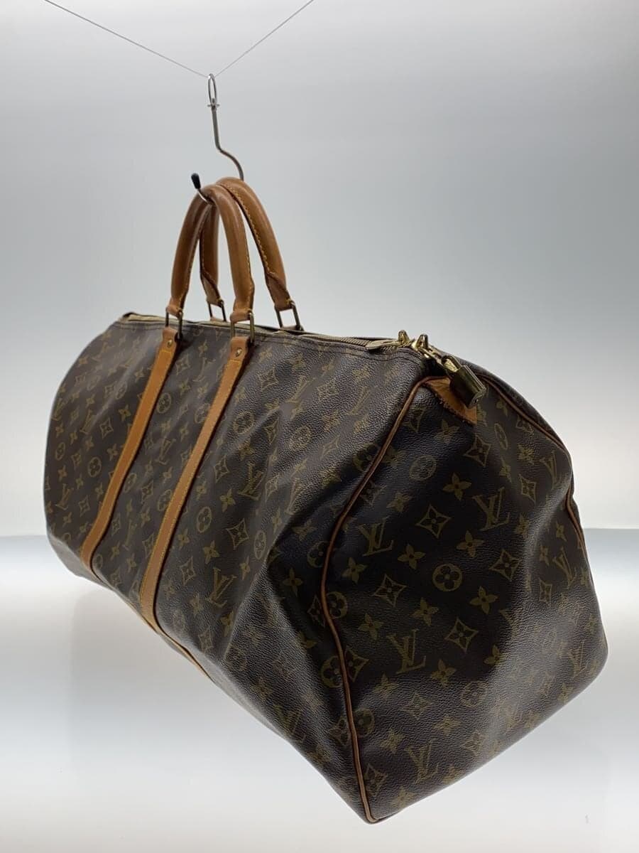 LOUIS VUITTON Keepall Bandoulière 55 Monogram Canvas PVC BRW Allover Pattern 2