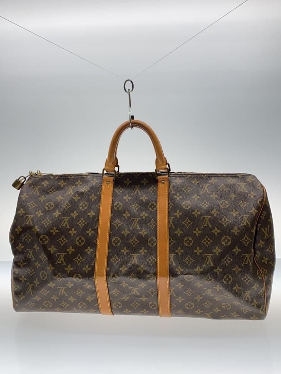 LOUIS VUITTON Keepall Bandoulière 55 Monogram Canvas PVC BRW Allover Pattern 3