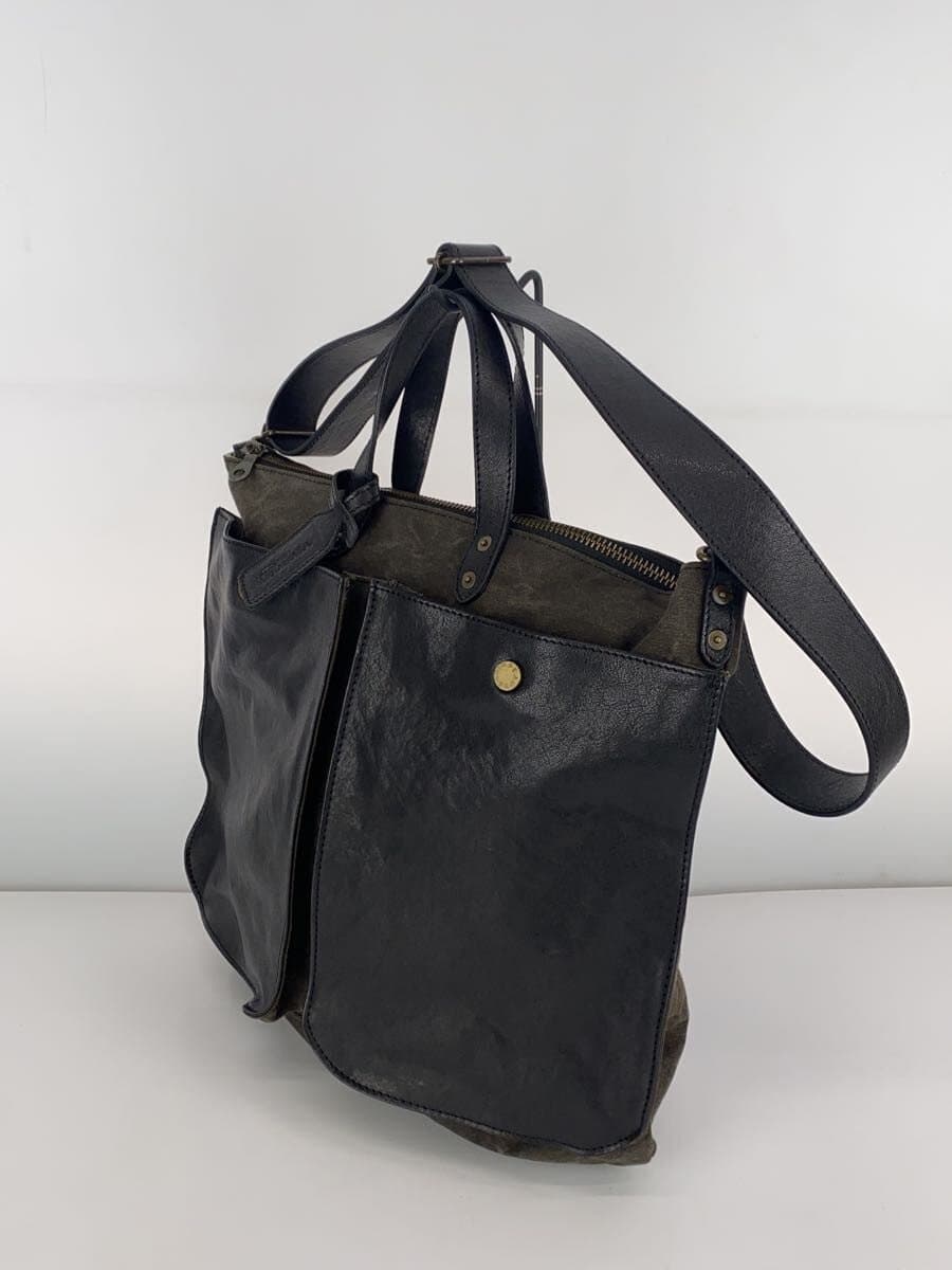 beau dessin Tannin Washer 2-Way Tote Bag Shoulder Bag Leather BLK TW2922 2