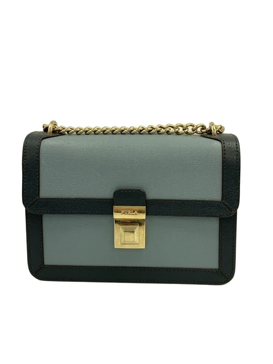 FURLA shoulder bag leather blue