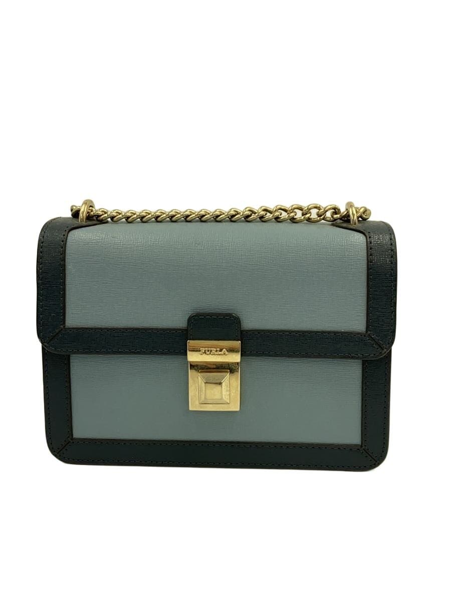 FURLA shoulder bag leather blue