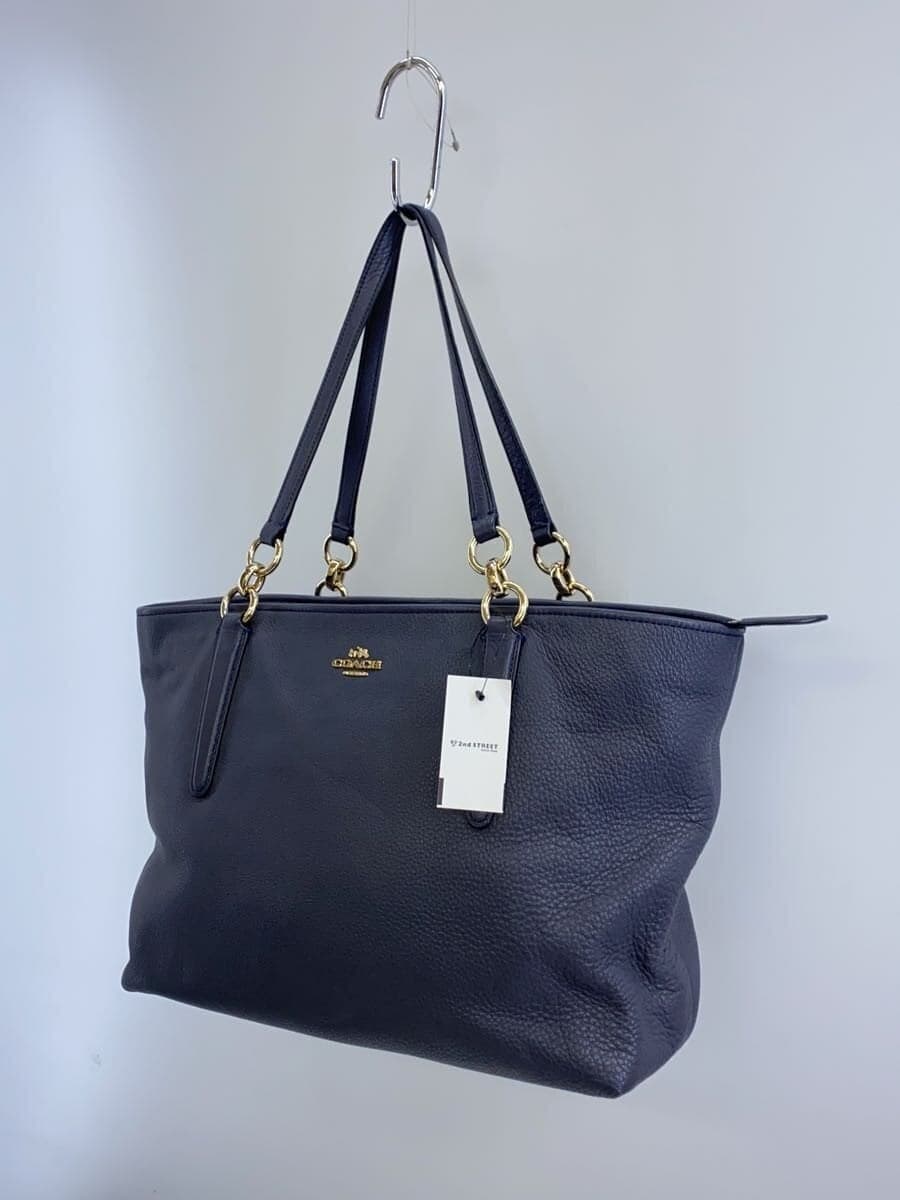 COACH Tote Bag _ All Leather Leather BLU F33961 2