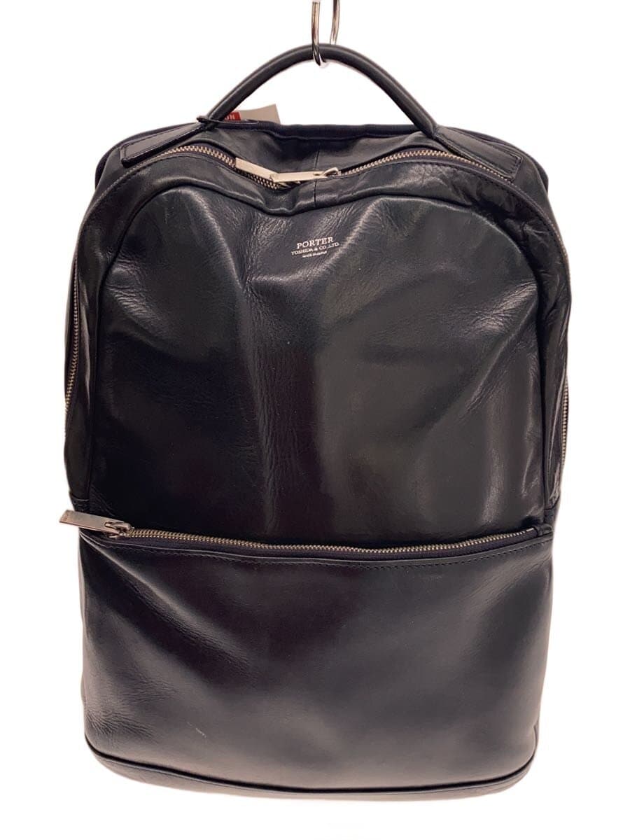 PORTER Backpack clerk daypack Leather NVY Solid With Wear