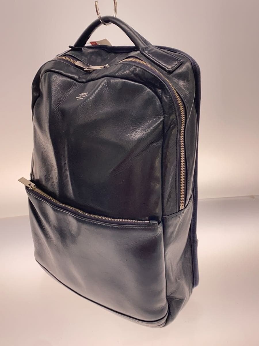 PORTER Backpack clerk daypack Leather NVY Solid With Wear 2