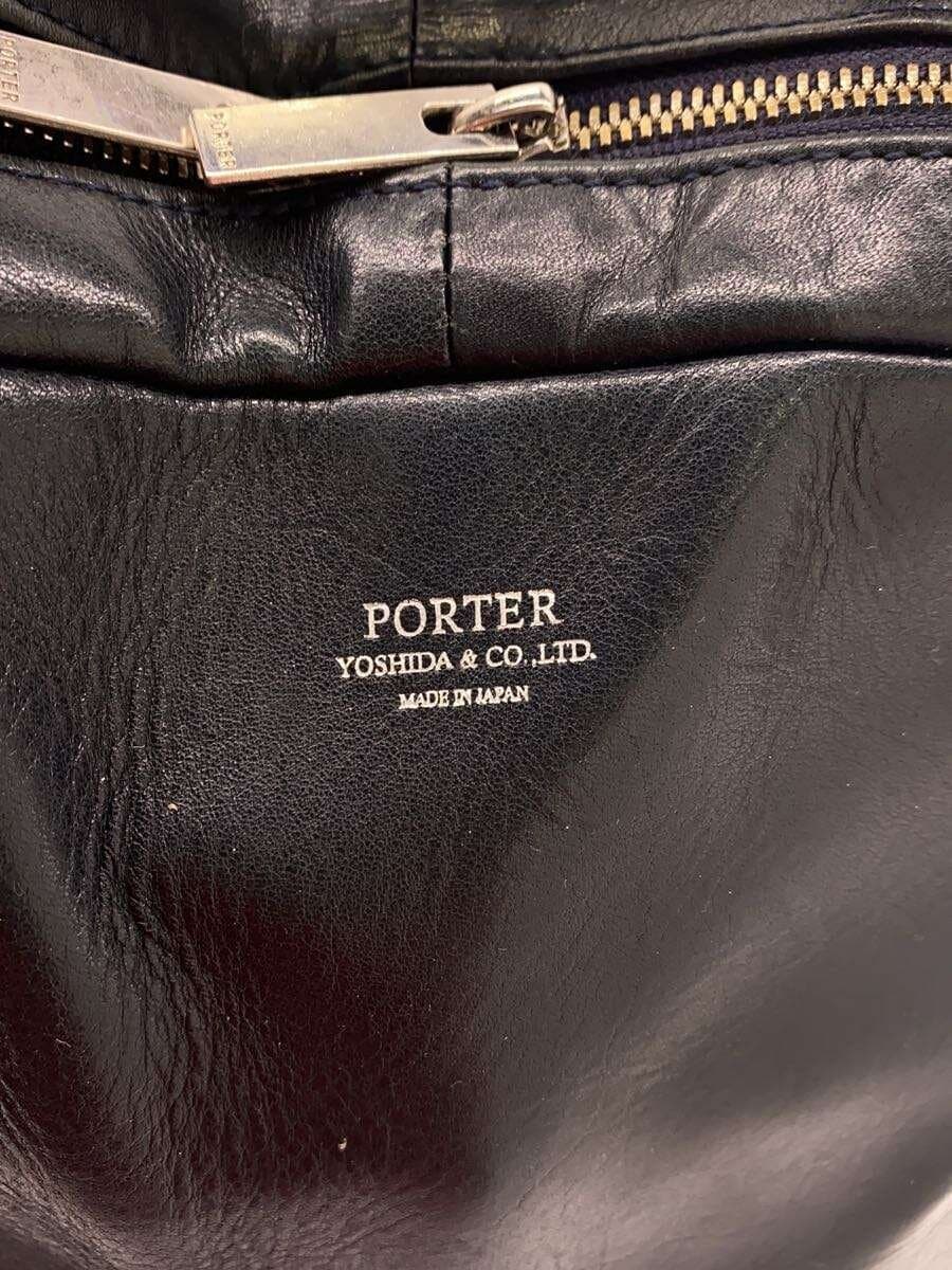 PORTER Backpack clerk daypack Leather NVY Solid With Wear 5