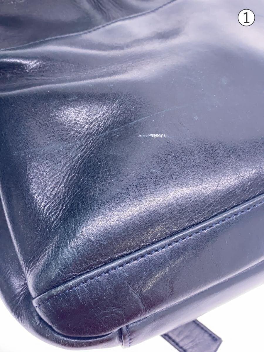 PORTER Backpack clerk daypack Leather NVY Solid With Wear 7