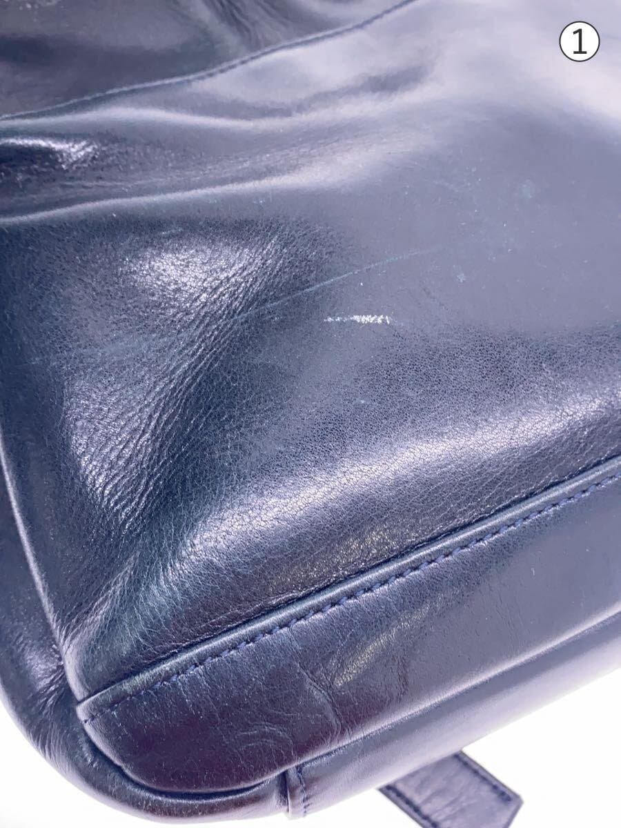 PORTER Backpack clerk daypack Leather NVY Solid With Wear 7