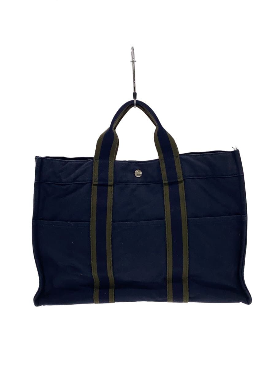 HERMES Tote Bag Cotton NVY Solid